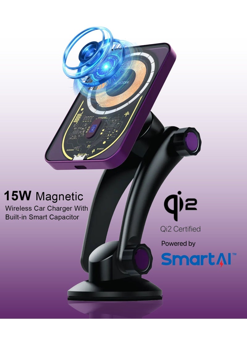 Microdia SNAPDrive Visi.Phantom 15W Wireless Car Charger w/Super Capacitor, Purple - Image 2